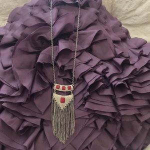 2/$14 Francesca’s Silver Necklace with Red Stones